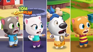 Talking Tom Gold Run Football Tom vs Neon Angela vs Stone Age Hank vs Talking Ginger Gameplay