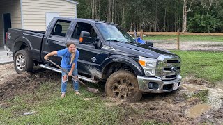 I Got My F250 STUCK! Then Hit it with My Tractor (emotional) 😂