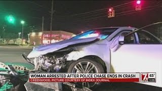 Woman arrested after police chase ends in crash