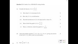 2017 HSC Ext 2 Maths Exam: Q12