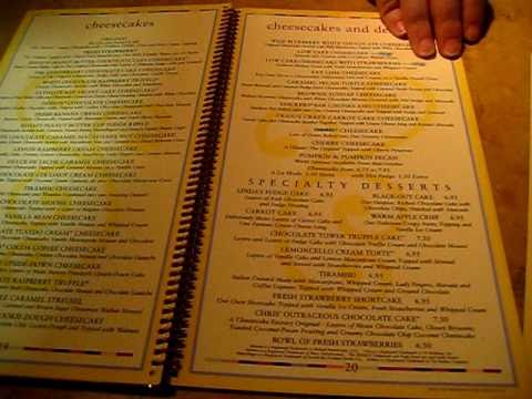 Cheesecake Factory Menu With Prices 2019