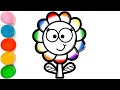How To Draw A Beautiful Rainbow Flower Drawing | Easy Rainbow Flower Drawing | Flower Drawing