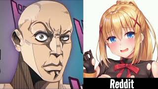 anime vs reddit (the rock reaction meme)