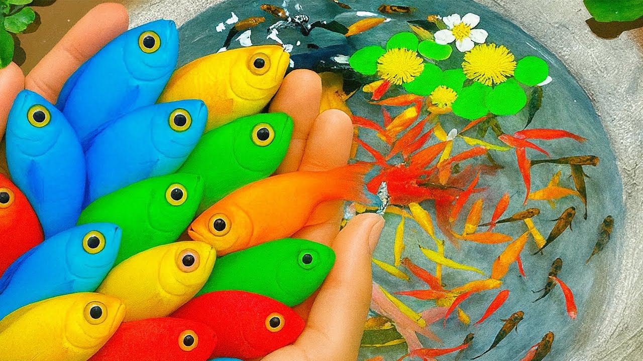 Catching Colorful Aquarium Fish in a Small Pond | Relaxing & Satisfying Nature
