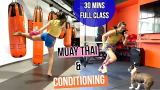 MUAYTHAI WORKOUT (FULL CLASS) - Skipping + Shadow + Bag Work + Conditioning//Iso & Beginner Friendly