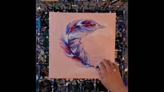 Feather in the Wind 💕🪶 String Pull Painting. #fluidart #pourpainting #acrylicpouring #abstract