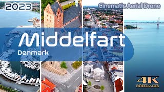 Middelfart From Above - 4K Aerial Drone - Middelfart Kirke - Vold - Waterfront - 2023 - Denmark