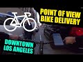 Uber Eats delivery on a bike in Downtown Los Angeles
