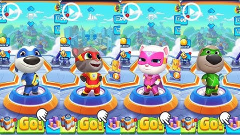 Talking Tom Hero Dash -Talking Hank vs Talking Tom vs Talking Angela vs Talking Ben Gameplay heroes