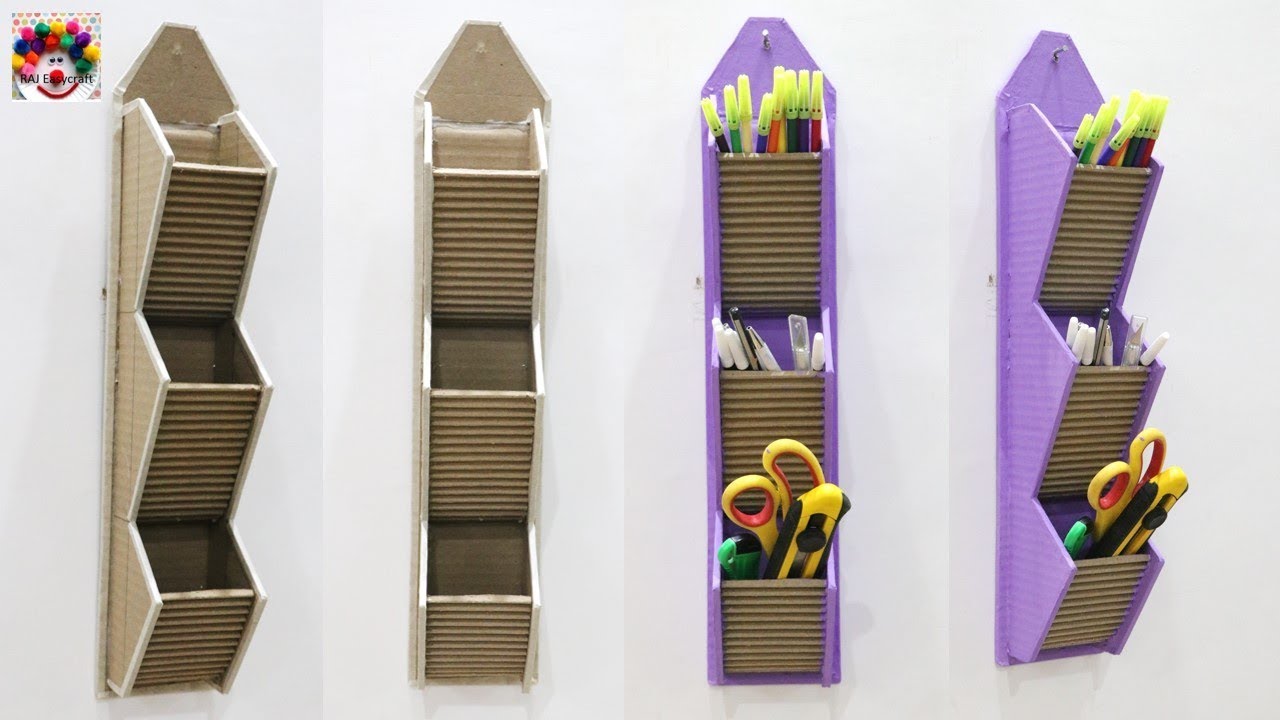 DIY wall hanging organizer ! making at home || best out of waste wall ...