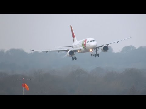 TAP Portugal A319 Battles Storm Emma at Manchester!