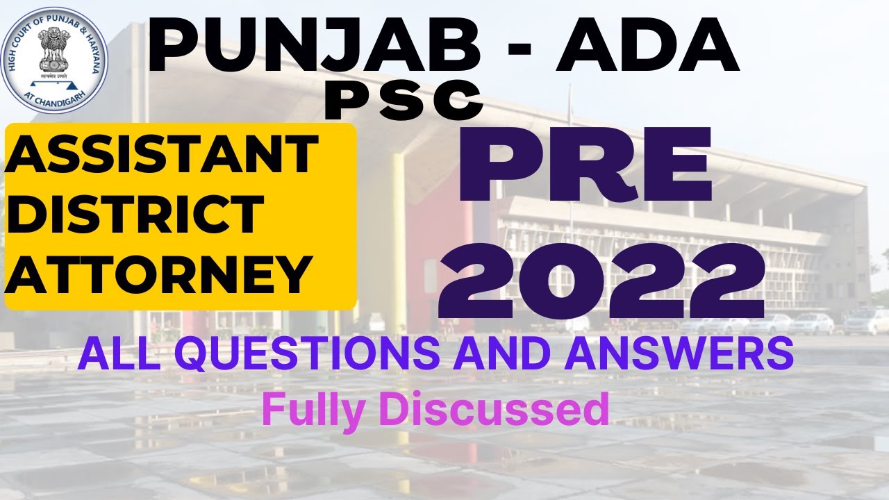 PUNJAB ADA 2022 Prelims PAPER ASSISTANT DISTRICT ATTORNEY PPSC