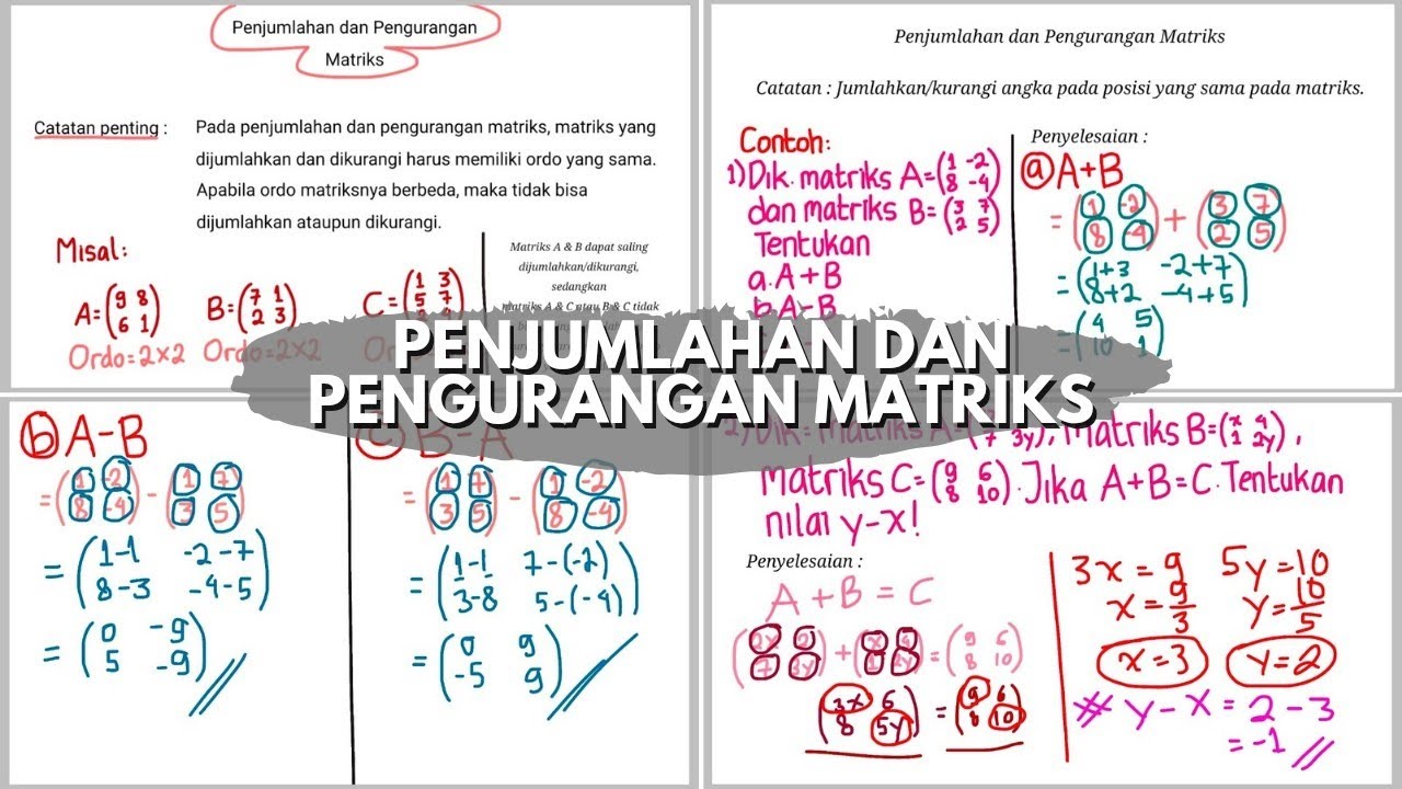 PENJUMLAHAN DAN PENGURANGAN MATRIKS [Matematika Wajib Kelas 11] || Belajar Bareng Mazaya