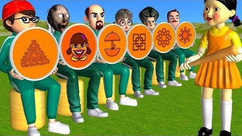 Scary Teacher 3D vs Squid Game Trying Dalgona Candy Level Max Shapes Challenge Miss T vs 3 Neighbor