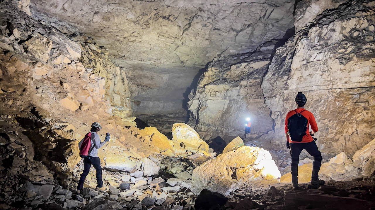 Exploring Massive Cave With Mystery Bones, Roaring Waterfalls, and Endless Crawls
