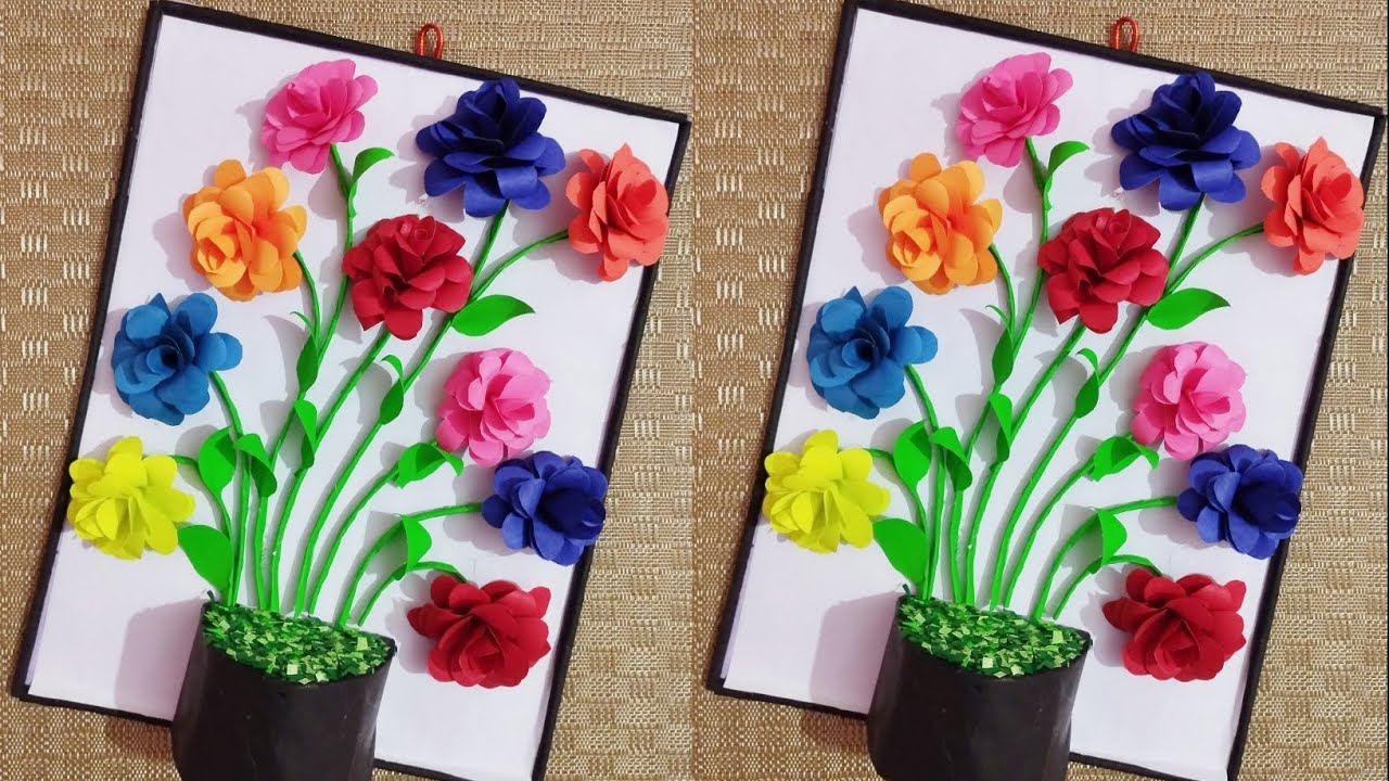 Beautiful Flower Wall hanging craft idea Rose Flower wall hanging