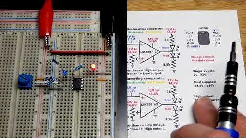 12V Op Amp Inverting Comparator demo circuit using LM358 operational amplifier