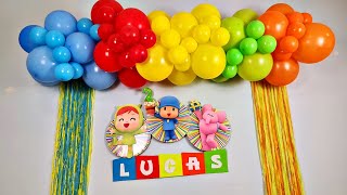 Decoración Con Globos Pocoyo, Con solo 66 GLOBOS!!!!😲/decoration with  balloons pocoyo 