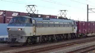 2019年６月２４日  5088レEF66 102号機牽引  貨物列車安治川口駅発車  UR19A‐12300【桜JOTコンテナ】積載あり！！