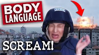 REPORTER on LIVE TV as MISSILES EXPLODE - ISRAEL / HAMAS - Body Language Analysis