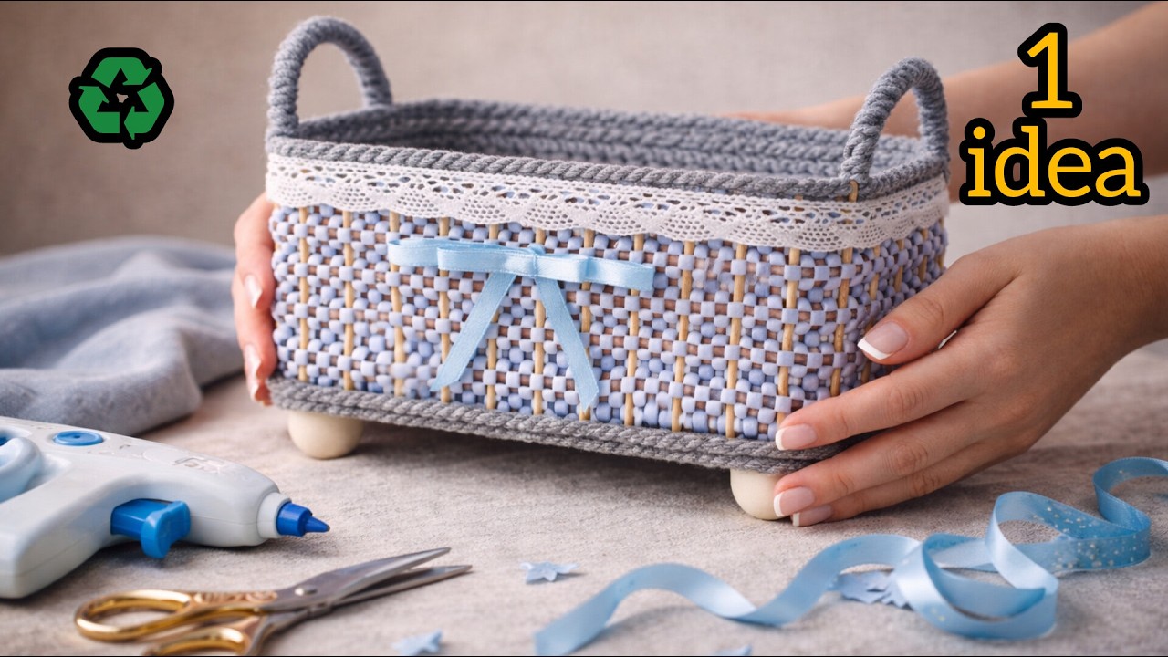 Patchwork Fabric Basket Diy |Easy Sawing From Fabric Scraps (cosmetics organizer)♻️#2025