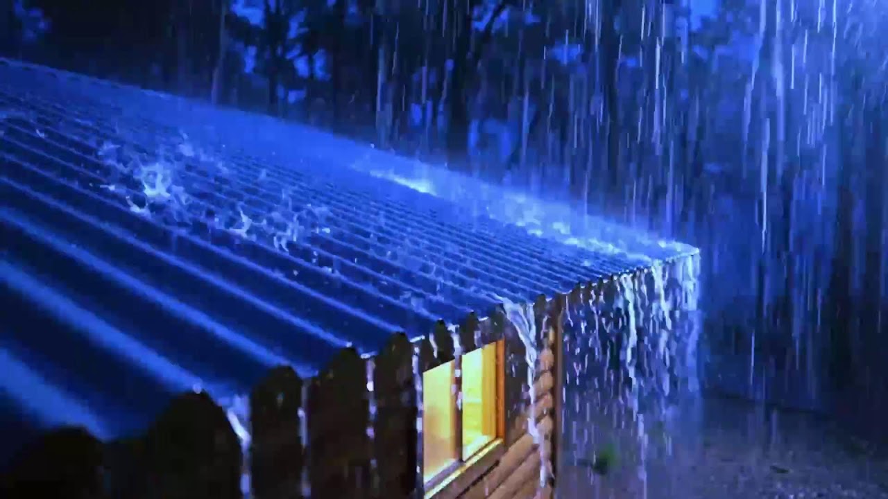 Calm Midnight Rain on Tin Roof ASMR Sounds for Sleep, Relaxation and Gentle Night Ambience