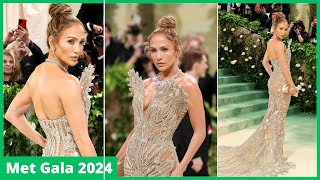 Jennifer Lopez dazzles in a gown adorned with diamonds and pearls || Met Gala 2024