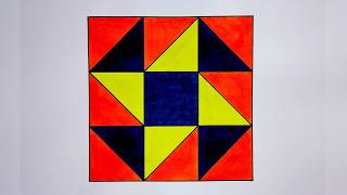 How to draw and color Square Shape Design,Draw With Square,Easy Square Drawing #square #design