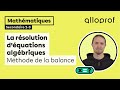 La rsolution dquations algbriques  mthode de la balance  mathmatiques  alloprof