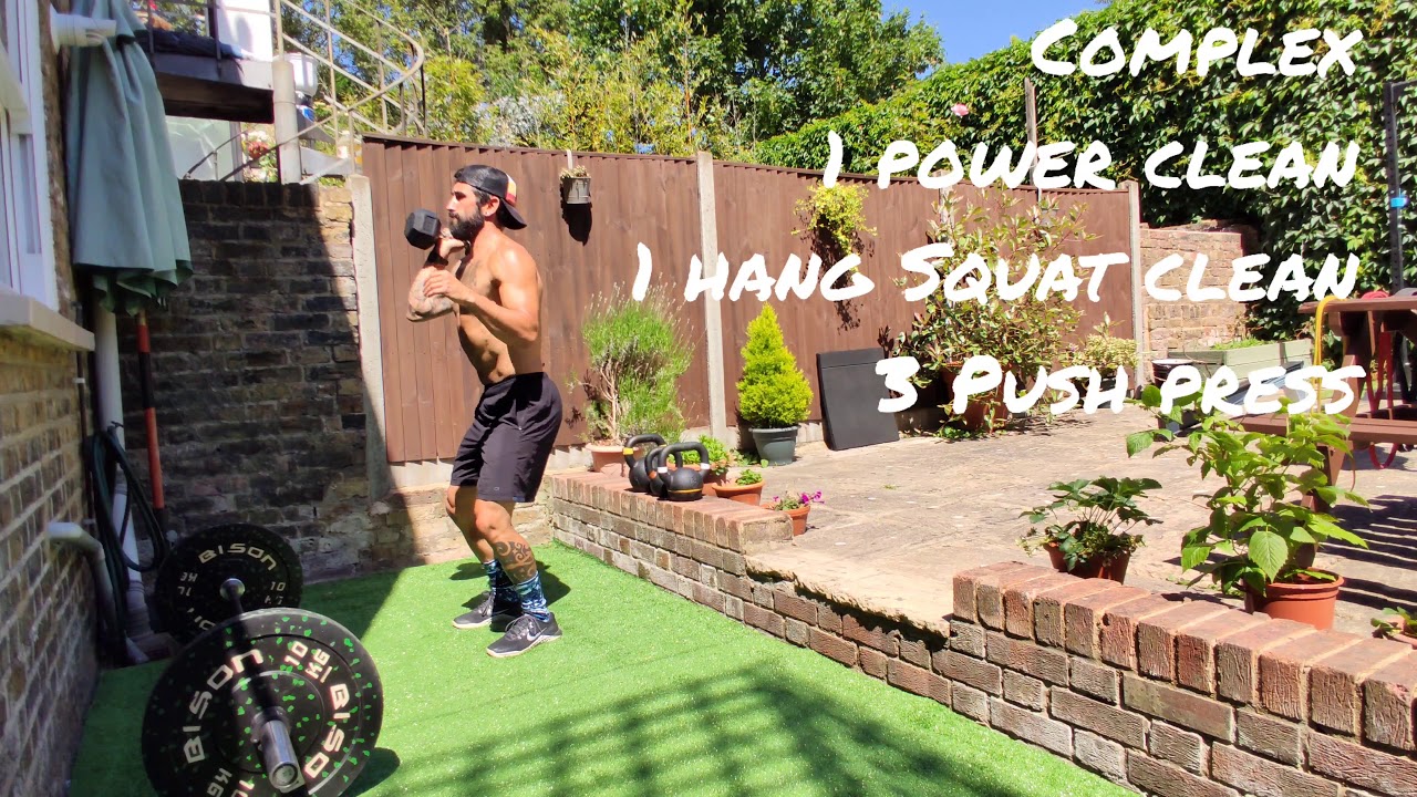 Complex (DB 1 Power Clean 1 Hang Squat Clean 3 Push press) - YouTube
