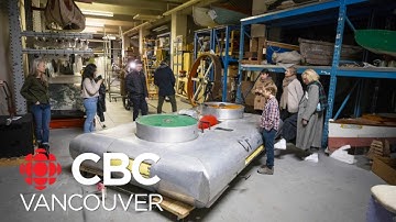 Reunited with his home-made hovercraft