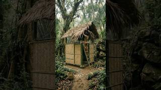 Relaxing Survival Scene 🍵 Bamboo Hut, Fire Cooking &amp; Old Life 👉#shorts #bamboohouse