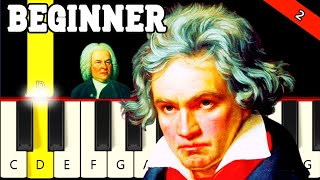 5 Famous Classical Pieces - Easy and Slow Piano tutorial - Beginner