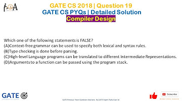 GATE CS 2018 | Question 19 | GATE CS PYQs | GATE CS Solutions, Compiler Design