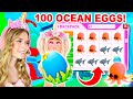 OPENING 100 OCEAN EGGS TO GET LEGENDARY PETS IN ADOPT ME! (ROBLOX)