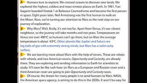 Mission to Mars (Text) Excel 7 Module 4