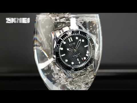 Skmei 9276 чоловічий класичний годинник сріблястий із синім циферблатом, видео 1