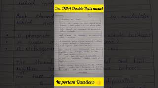 bsc Double Helix Model Important Questions!! #bscclasses #dna #bscbotany #bscclasses
