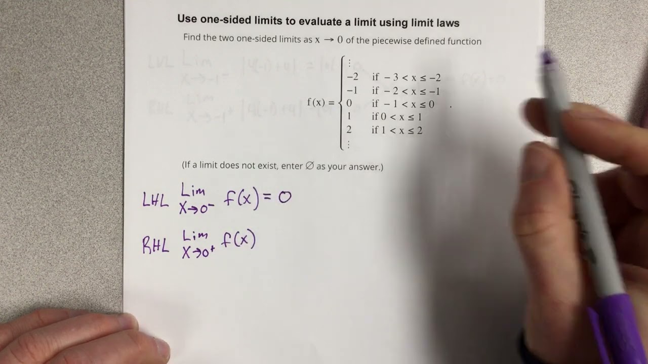 Use one-sided limits to evaluate a limit using limit laws