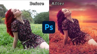 Sunset Fall Color Effects in Photoshop | Photoshop Tutorial | Photo Retouching