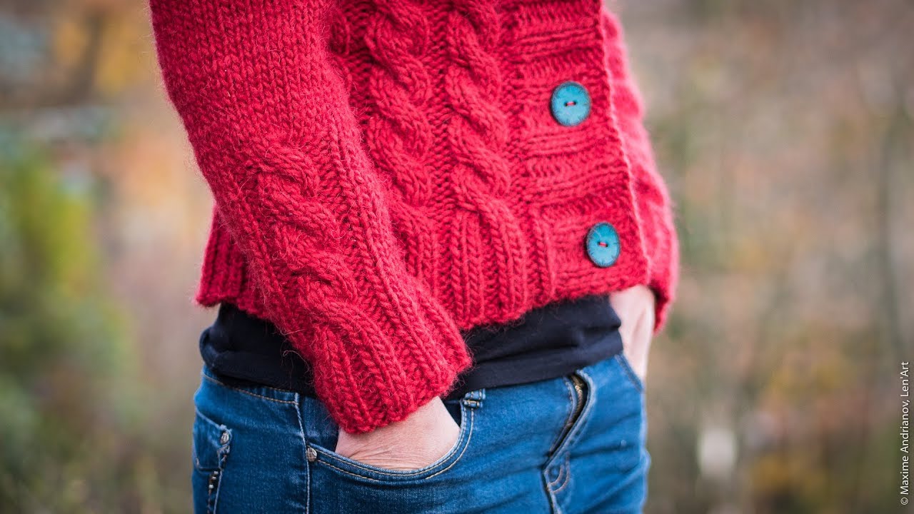 Veste avec torsades 3/5 — Manches