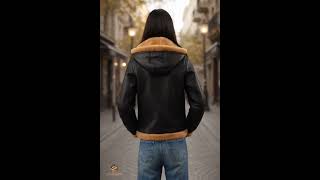 Luxury Winter Essential: Women’s Hooded Shearling Bomber Jacket ❄️🧥 #shorts  #winterfashion