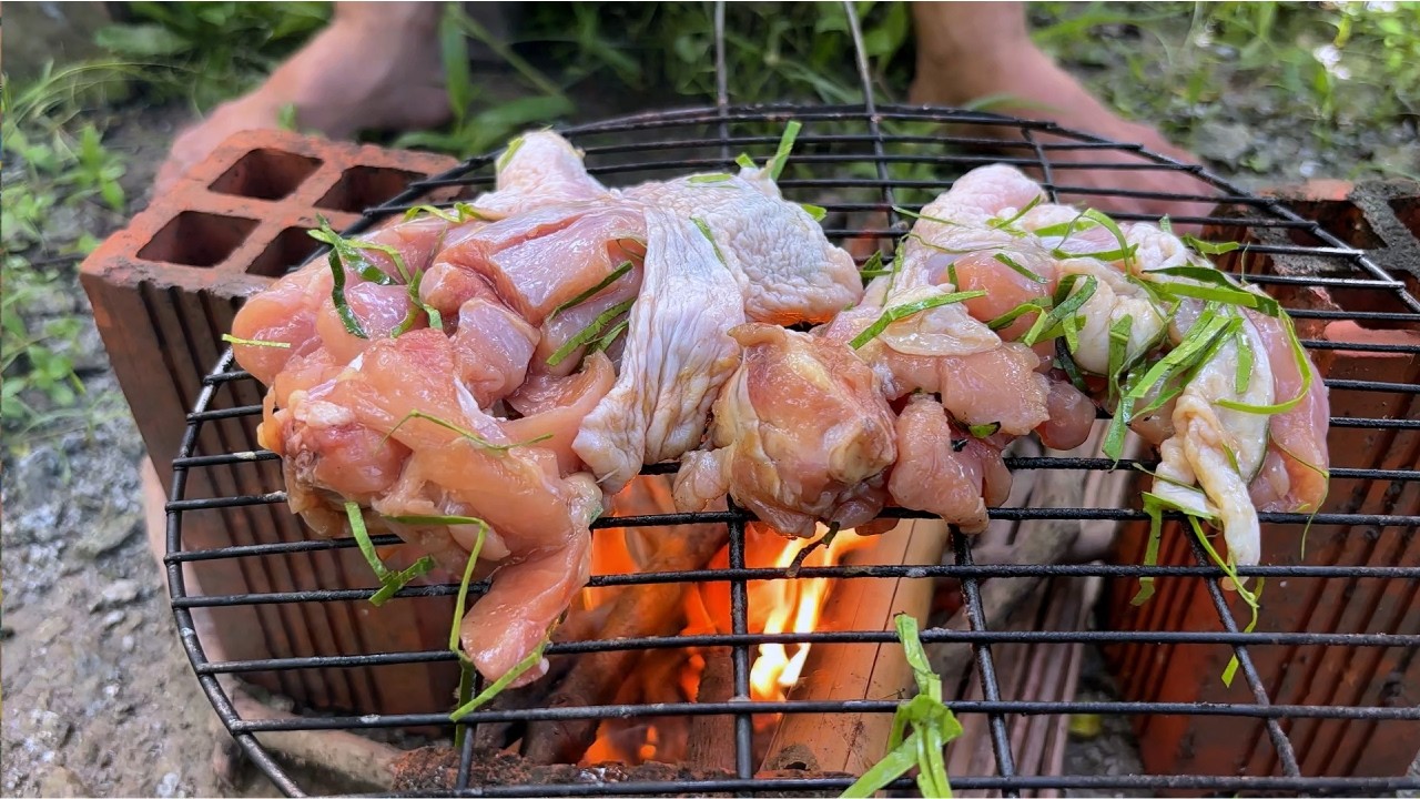 Forest Cooking Small Chef Makes Lemon Leaf Roast Chicken
