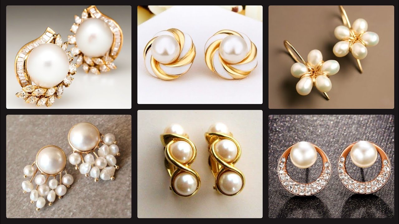 Classy & Gorgeous 18k Gold Flower Pearl Stud Earrings Designs - YouTube