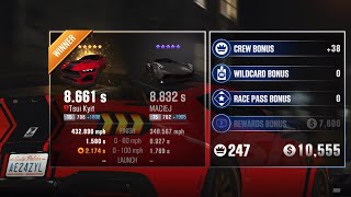 CSR2 Season 243 Prestige Cup Race 30 Final Time - Shelby Super Snake (8.832)