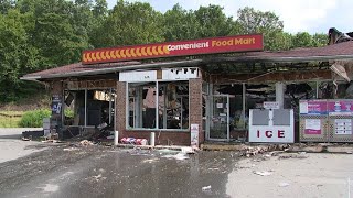 Fire rips through shopping center in Old Forge