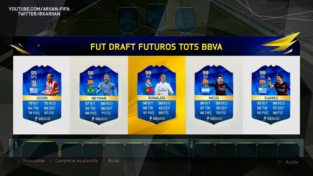 FIFA 16 | DOBLE FUT DRAFT! TOTS BBVA 193 RATED CHALLENGE! - TEAM OF THE SEASON FUT DRAFT