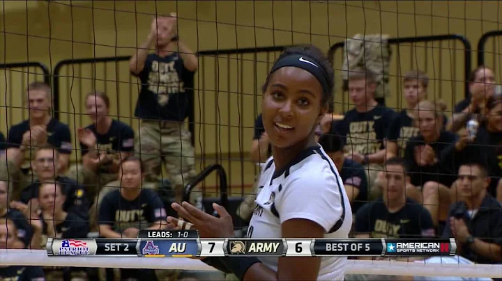 Army Volleyball: Amber Clay Dig & Kill vs. America...