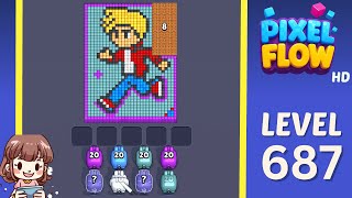 Pixel Flow Level 687 Solution Walkthrough