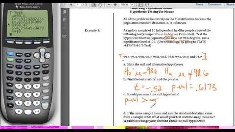 STA2023 Chapter 9 Video 6 Hypothesis Test for Means Example 1